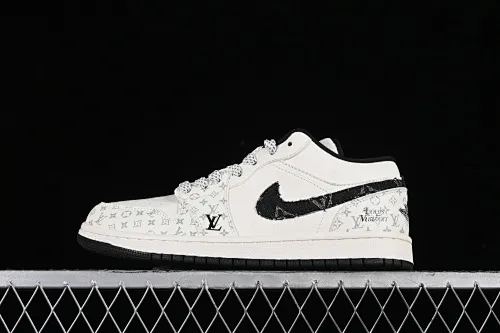 All categories Air Jordan Jordan series basketball shoes Air Jordan 1 Low High-end customized low-top sneakers Air Jordan 1 Low AJ1 Joe 1 LV joint-black denim print High-end customized low-top basketball shoes SJ9950-006
